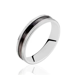 Histoire d'Or Alliance Alis Ruban Plat Argent Blanc