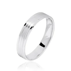 Histoire d'Or Alliance Basile Ruban Plat Or Blanc Outlet