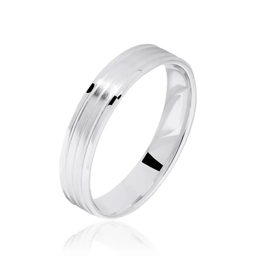 Histoire d'Or Alliance Basile Ruban Plat Or Blanc Outlet