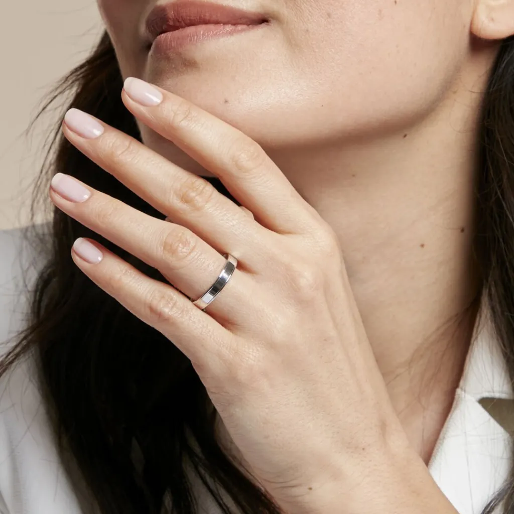 Histoire d'Or Alliance Beatrice Ruban Plat Or Blanc Best