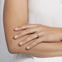 Histoire d'Or Alliance Beritan Demi Jonc Classique Argent Blanc