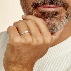 Histoire d'Or Alliance Beritan Demi Jonc Classique Argent Blanc