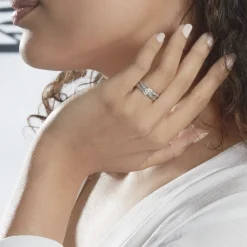 Histoire d'Or Alliance Bertina Demi Jonc Classique Or Blanc Hot