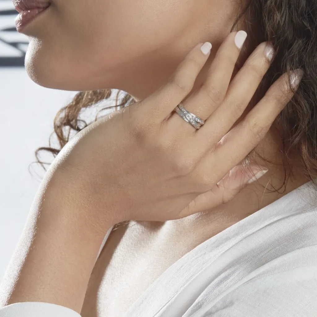 Histoire d'Or Alliance Bertina Demi Jonc Classique Or Blanc Hot