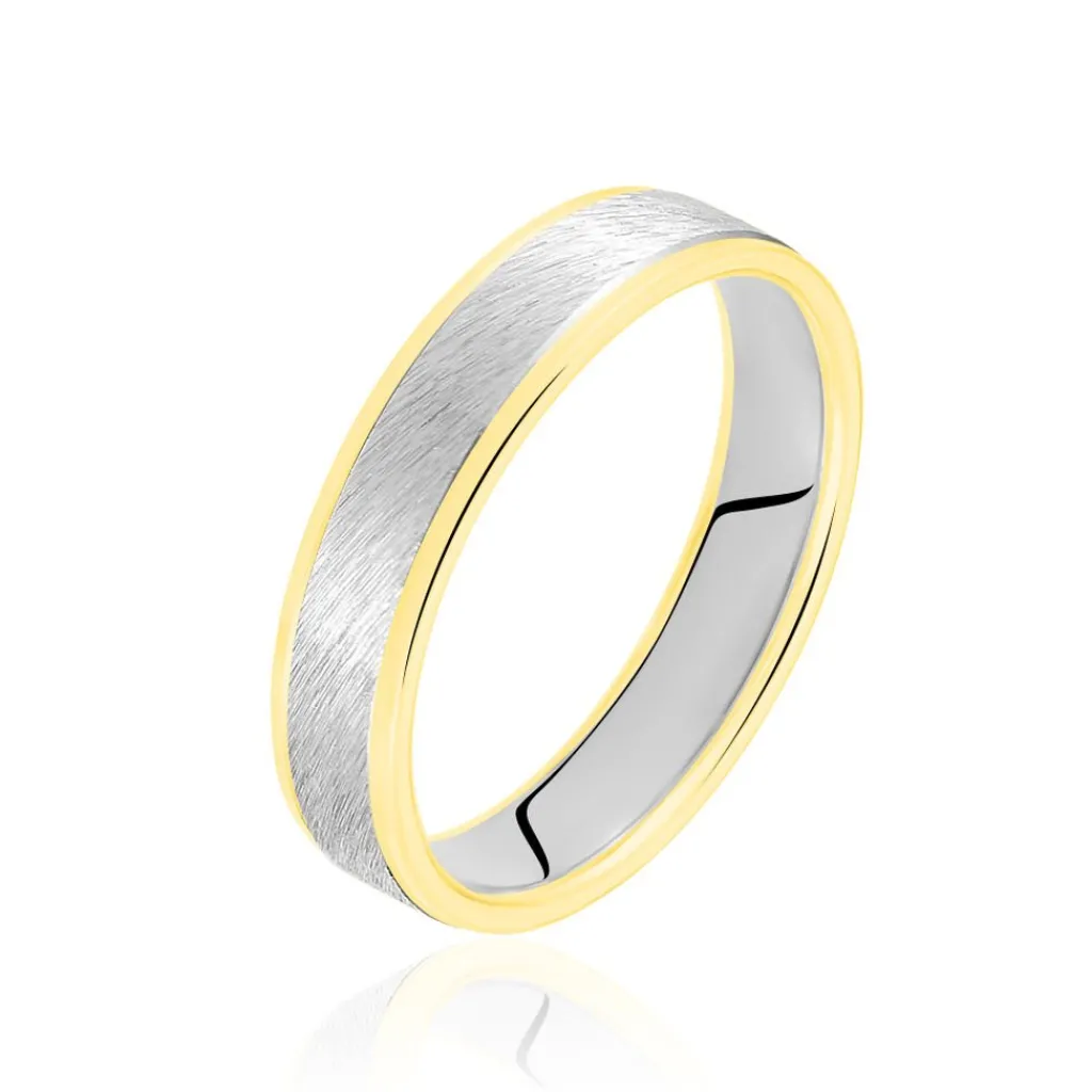 Histoire d'Or Alliance Carme Ruban Plat Or Blanc Best
