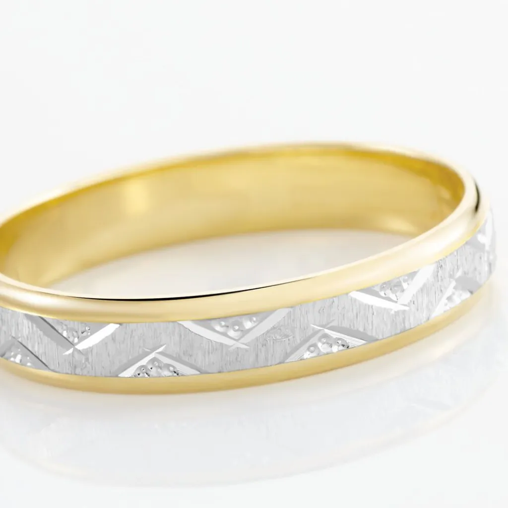 Histoire d'Or Alliance Cesarius Ruban Plat Or Bicolore Discount