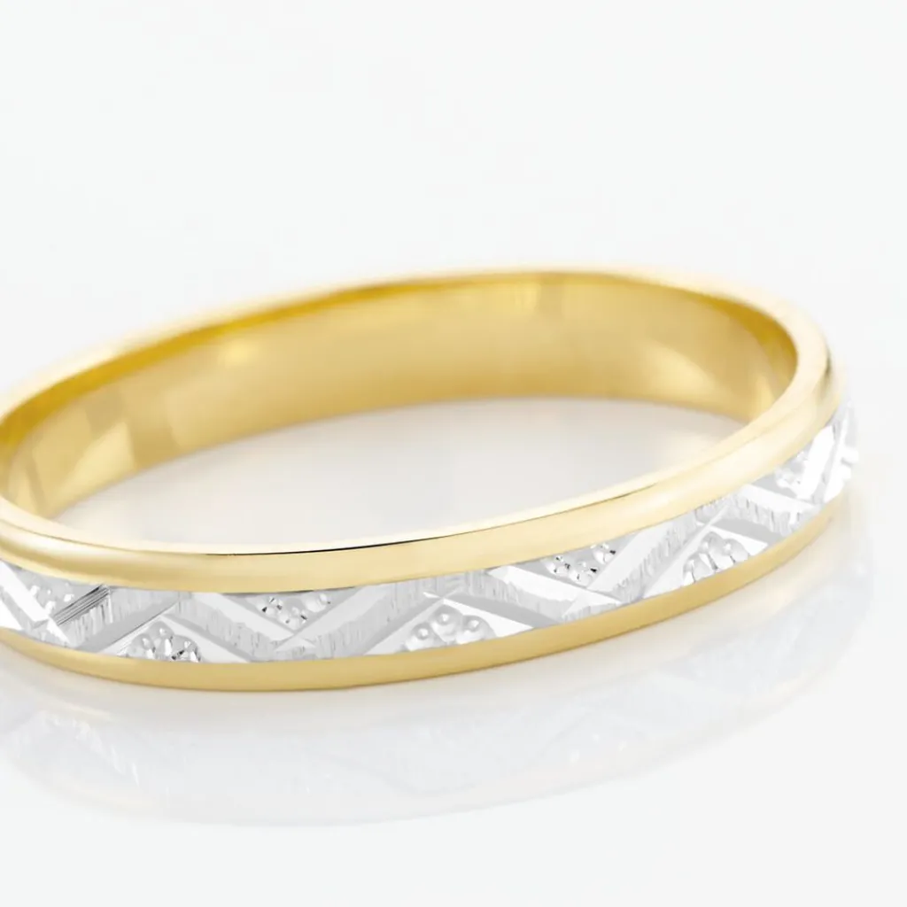 Histoire d'Or Alliance Cesarius Ruban Plat Or Bicolore Hot