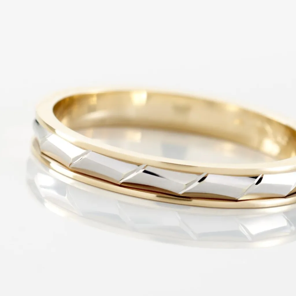 Histoire d'Or Alliance Daphna Ruban Plat Or Bicolore Clearance