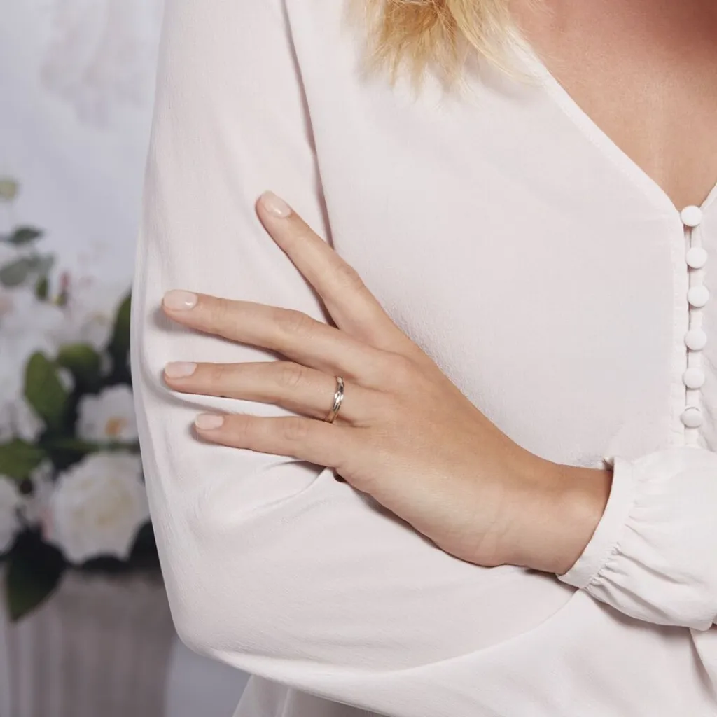 Histoire d'Or Alliance Daphna Ruban Plat Or Bicolore Clearance