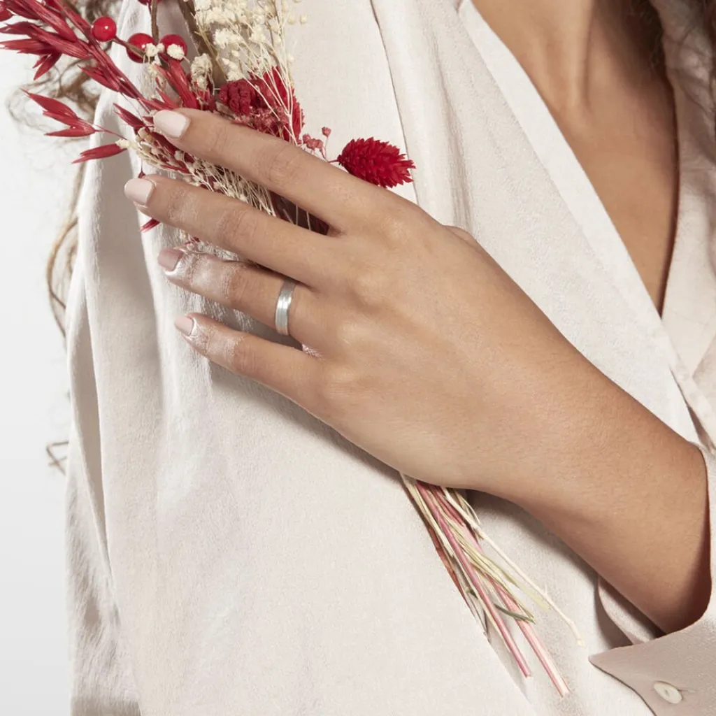 Histoire d'Or Alliance Edos Mat Ruban Plat Or Blanc Hot