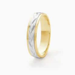 Histoire d'Or Alliance Effet Epi Mat Ruban Plat Or Bicolore Outlet