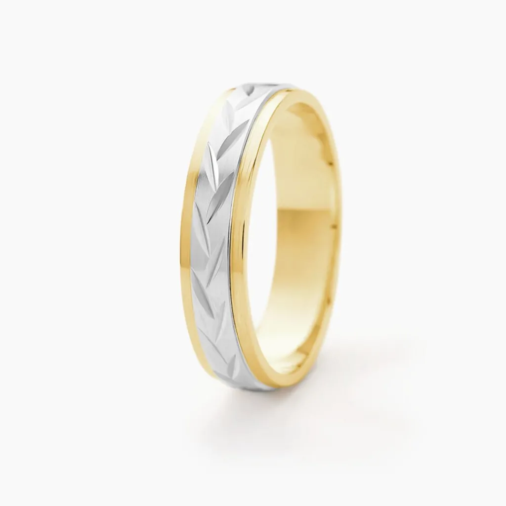 Histoire d'Or Alliance Effet Epi Mat Ruban Plat Or Bicolore Outlet