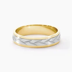 Histoire d'Or Alliance Effet Epi Mat Ruban Plat Or Bicolore Outlet
