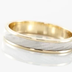 Histoire d'Or Alliance Effet Mat Ruban Plat Or Bicolore Clearance