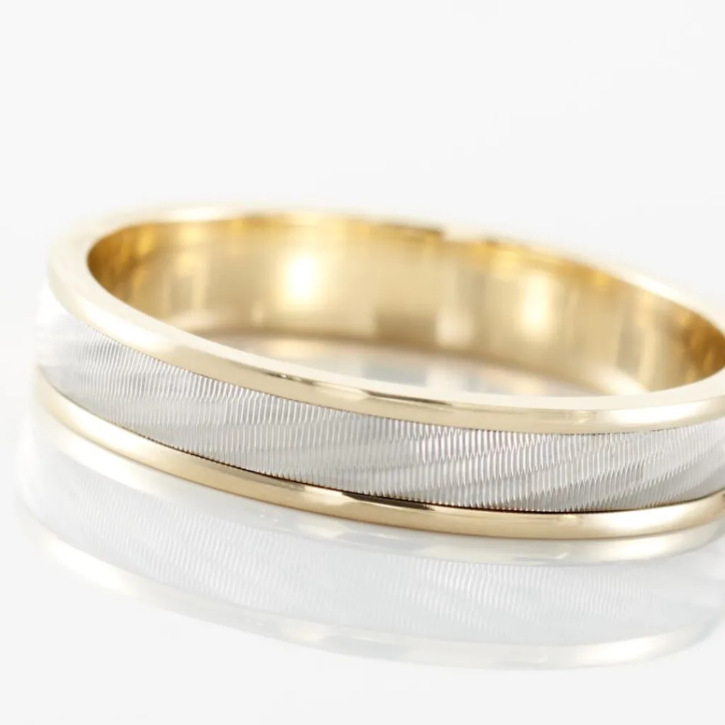 Histoire d'Or Alliance Effet Mat Ruban Plat Or Bicolore Clearance