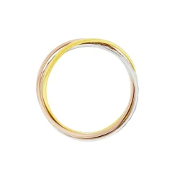 Histoire d'Or Alliance Entrelacee Diamantee Demi Jonc Classique Or Tricolore Hot