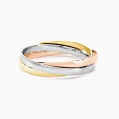 Histoire d'Or Alliance Entrelacee Ruban Plat Or Tricolore Clearance