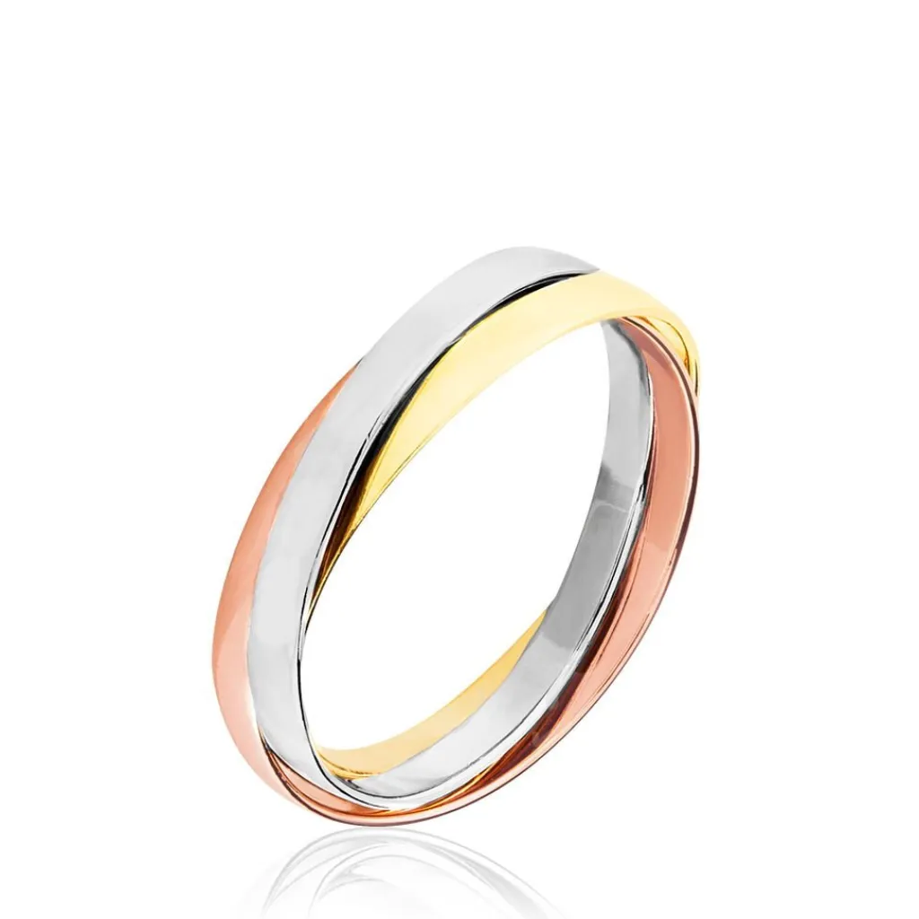Histoire d'Or Alliance Entrelacee Ruban Plat Or Tricolore Best