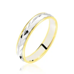 Histoire d'Or Alliance Epi Fantaisie Ruban Plat Or Bicolore Clearance