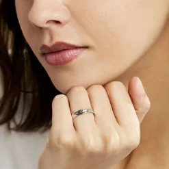 Histoire d'Or Alliance Epi Ruban Plat Or Blanc Hot