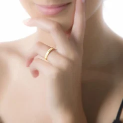 Histoire d'Or Alliance Eros Brossee Ruban Plat Or Jaune Clearance