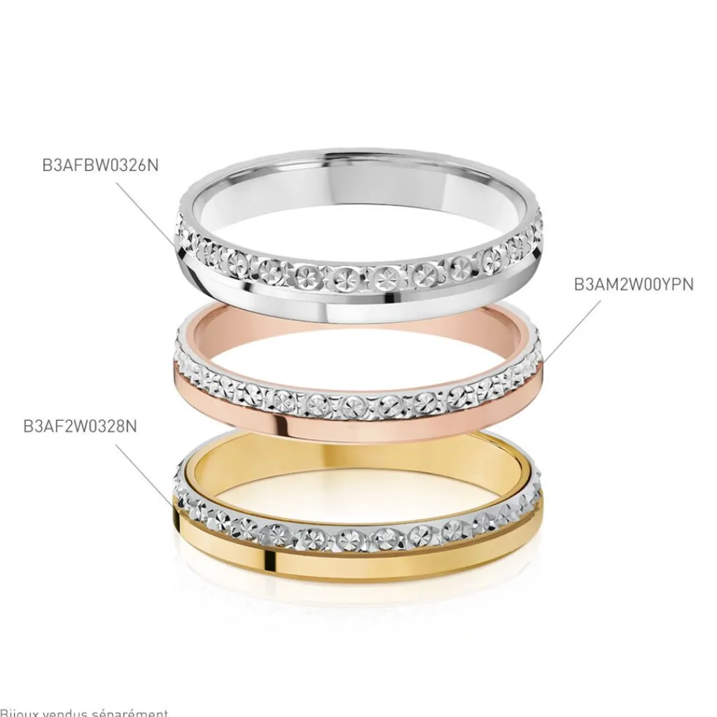 Histoire d'Or Alliance Fantaisie Diamantee Ruban Plat or bicolore Hot