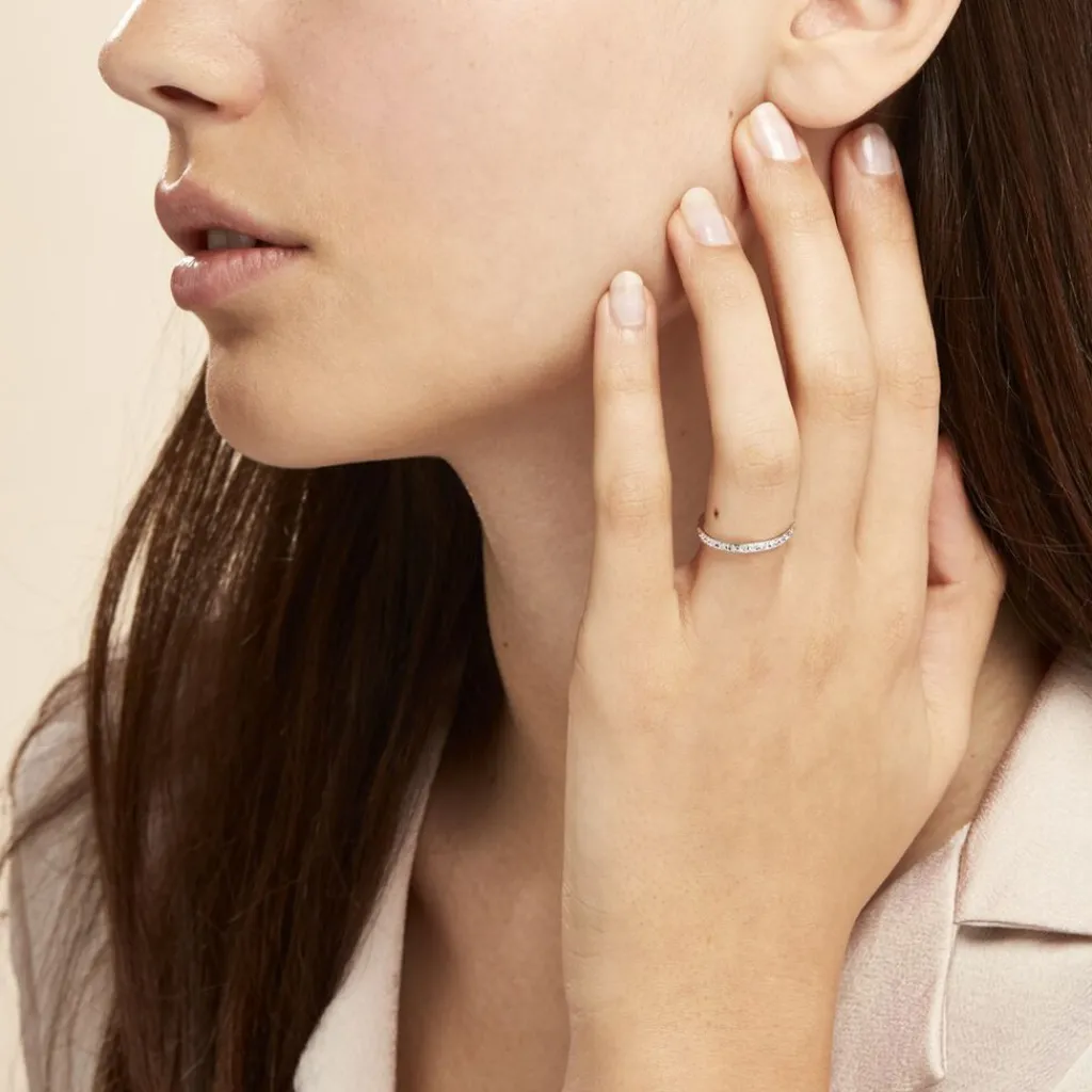 Histoire d'Or Alliance Fantaisie Diamantee Ruban Plat or blanc Discount