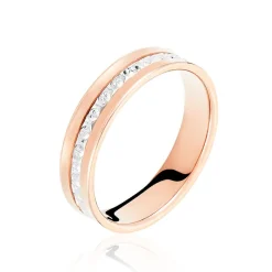 Histoire d'Or Alliance Fantaisie Diamantee Ruban Plat or bicolore Best