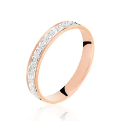 Histoire d'Or Alliance Fantaisie Diamantee Ruban Plat Or Bicolore Hot