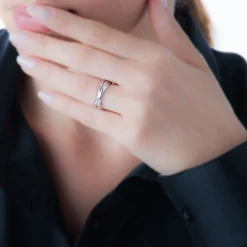 Histoire d'Or Alliance Filipine Demi Jonc Classique Argent Blanc