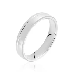 Histoire d'Or Alliance Gaedig Ruban Plat Or Blanc New