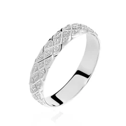 Histoire d'Or Alliance Ginny Ruban Plat Or Blanc Sale