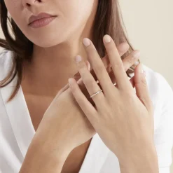 Histoire d'Or Alliance Grain De Folie Diamantee Ruban Plat Or Bicolore Outlet