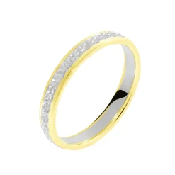 Histoire d'Or Alliance Grain De Folie Diamantee Ruban Plat Or Bicolore New