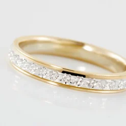 Histoire d'Or Alliance Grain De Folie Diamantee Ruban Plat Or Bicolore New