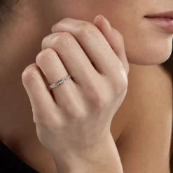 Histoire d'Or Alliance Grain De Folie Diamantee Ruban Plat Or Bicolore New