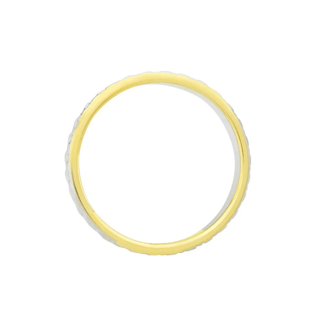 Histoire d'Or Alliance Grain De Folie Diamantee Ruban Plat Or Bicolore Clearance