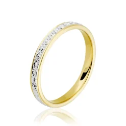 Histoire d'Or Alliance Grain De Folie Diamantee Ruban Plat Or Bicolore New