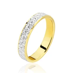 Histoire d'Or Alliance Grain De Folie Diamantee Ruban Plat Or Bicolore New