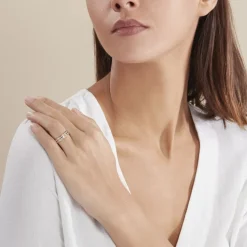 Histoire d'Or Alliance Grain De Folie Diamantee Ruban Plat Or Bicolore Discount