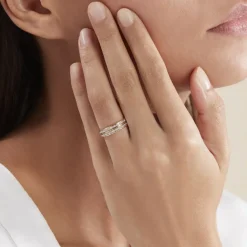 Histoire d'Or Alliance Grain De Folie Diamantee Ruban Plat Or Bicolore Discount