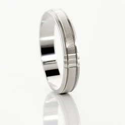 Histoire d'Or Alliance Hades Texture Ruban Plat Palladium Blanc