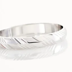 Histoire d'Or Alliance Hercule Striee Demi Jonc Classique Or Blanc Hot