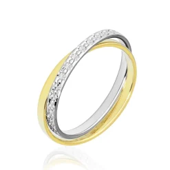 Histoire d'Or Alliance Hermana Ruban Plat Or Bicolore Best