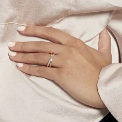 Histoire d'Or Alliance Hermana Ruban Plat Or Bicolore Best