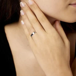 Histoire d'Or Alliance Inayah Ruban Plat Argent Blanc Clearance