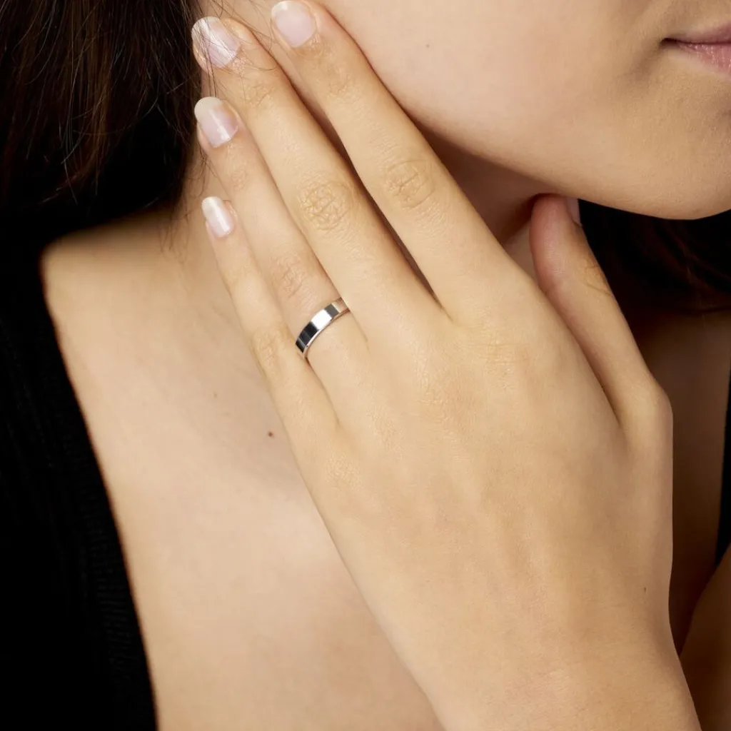 Histoire d'Or Alliance Inayah Ruban Plat Argent Blanc Clearance