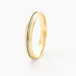 Histoire d'Or Alliance Jodelle Ruban Plat Or Bicolore New