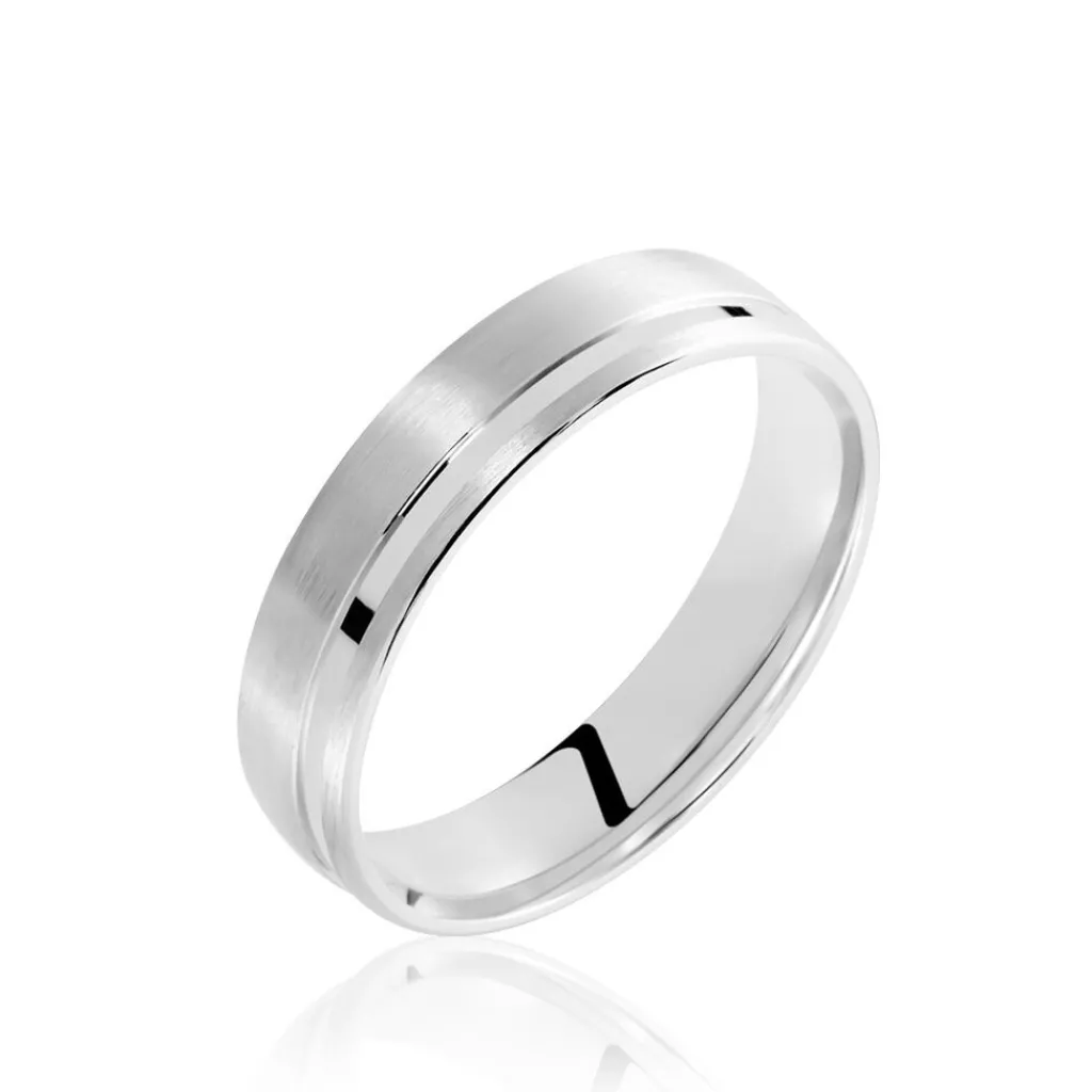 Histoire d'Or Alliance Julio Ruban Poli Brosse Or Blanc Best