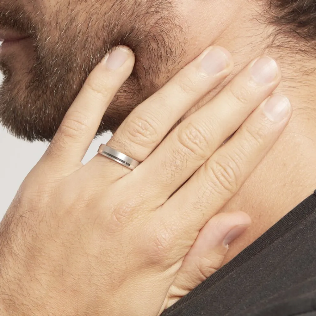 Histoire d'Or Alliance Julio Ruban Poli Brosse Or Blanc Best